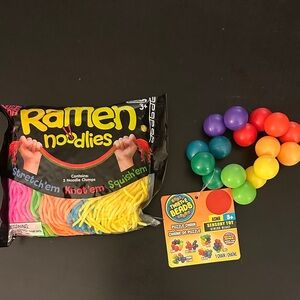 Needoh Ramen Noodlies Stretchy & Twist-e Beads Sensory Toy Set bundle Multicolor